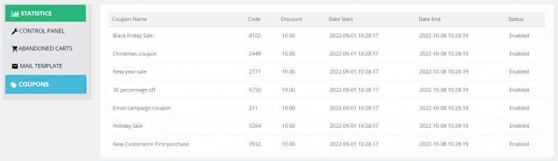 coupon setting in prestashop abandoned cart addon