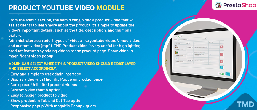 Prestashop Product Youtube video Module