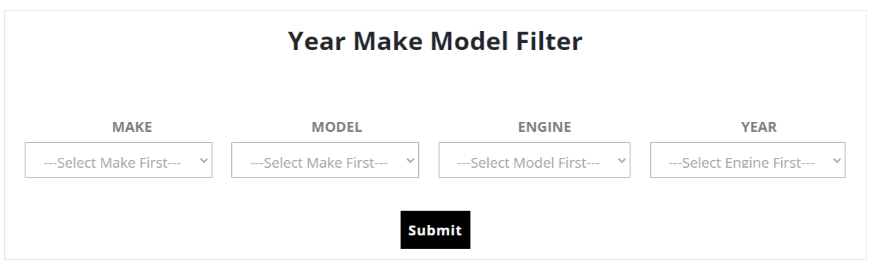 woocommerce year make model filter for user to search product page